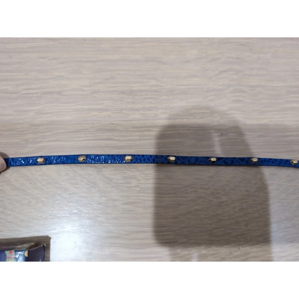 Stella & Dot Blue Gold Studded Leather Double Wrap Bracelet Excellent Condition!